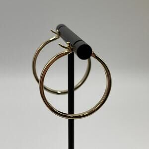 Sterling Silver Gold Plated Vermeil Round Hoop Pierced Earrings